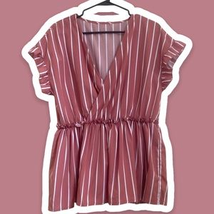 Shein Plus Pinstripe Peplum Blouse